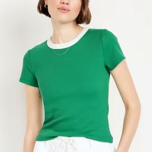 Old Navy Green Snug Ringer T-Shirt